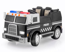 Load image into Gallery viewer, Big Rig Rescue 4WD Remote Control Ride On 2 Seat Police Truck With Rubber Tires
